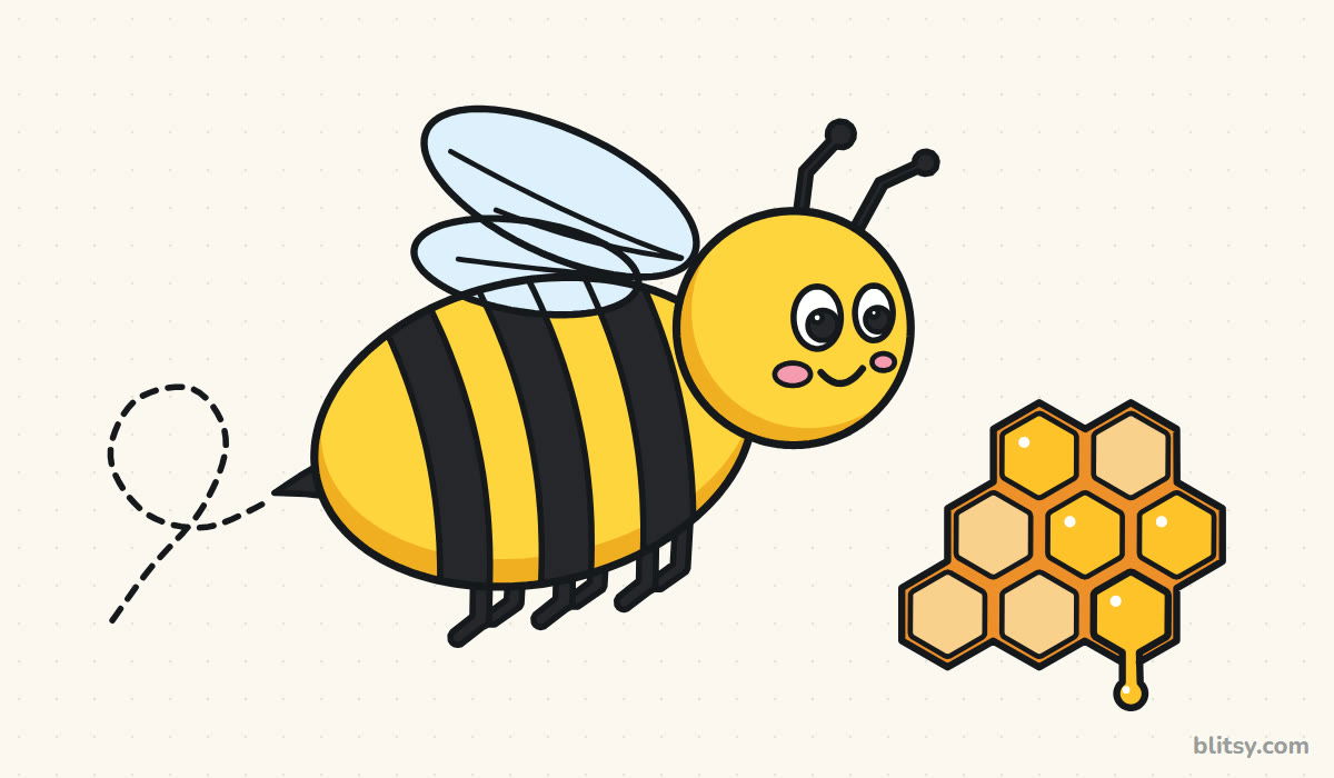 How to draw a bee step by step - finished drawing