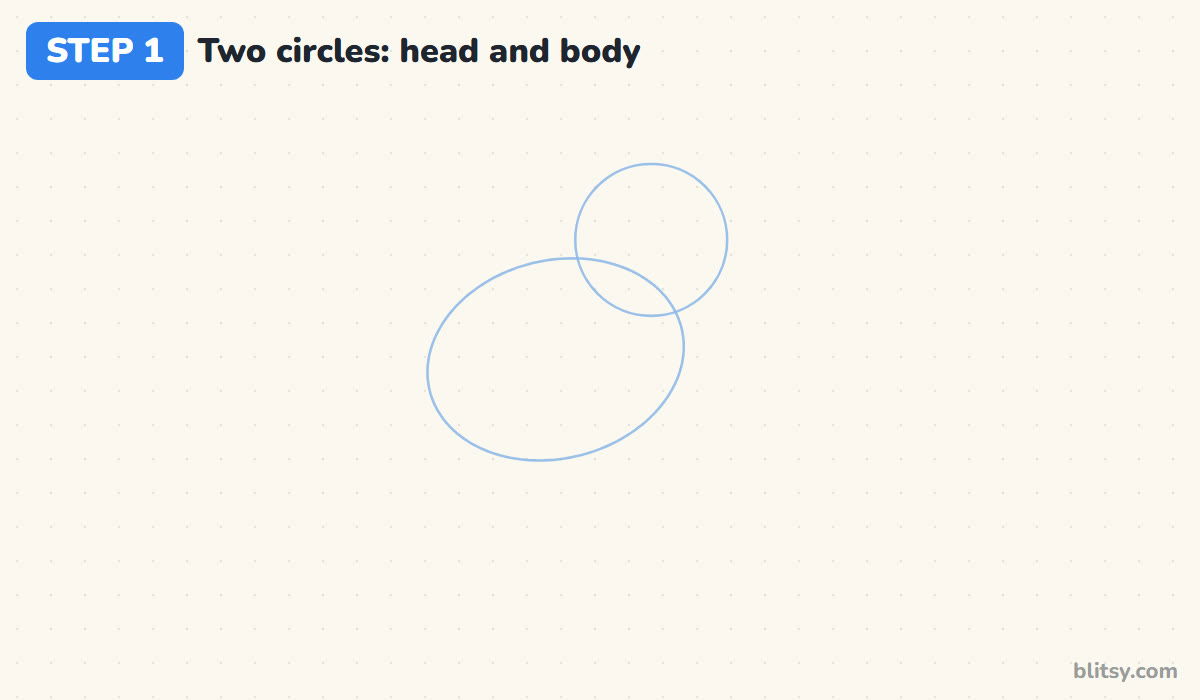 How to draw a bird step by step step 1 - draw a circle and an oval