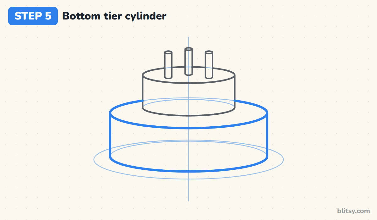 How to draw a birthday cake step by step step 5 - draw the bottom tier around it