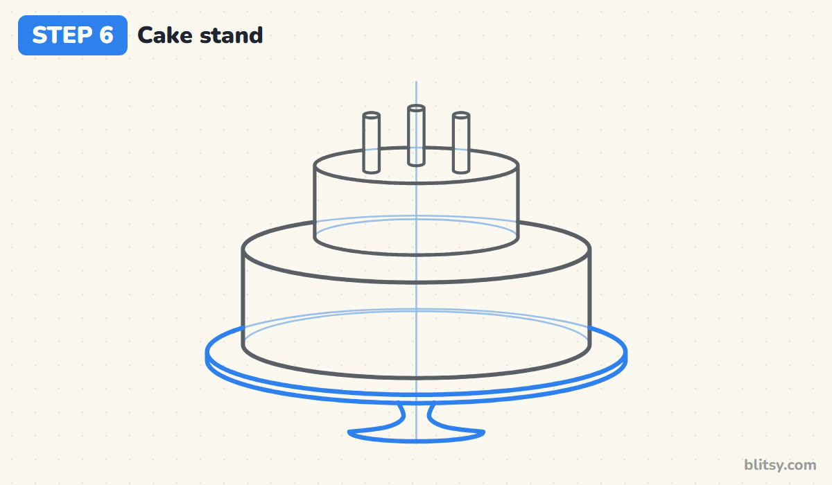 How to draw a birthday cake step by step step 6 - add the cake stand