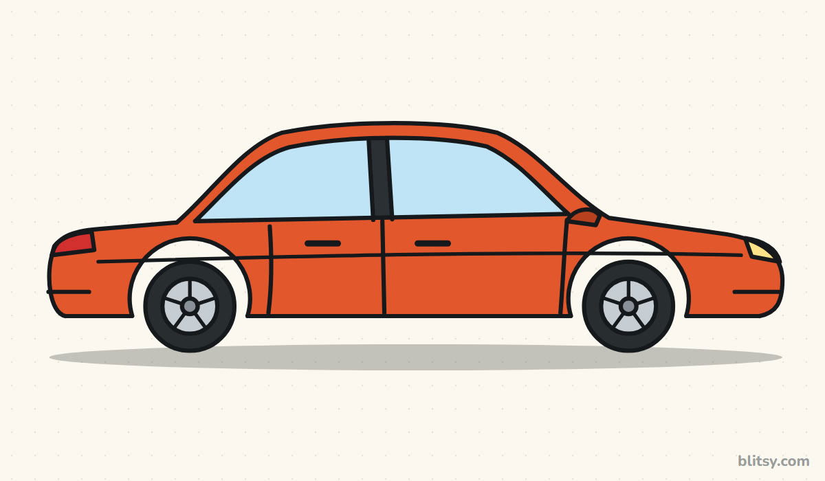 How to draw a car step by step - finished colored car