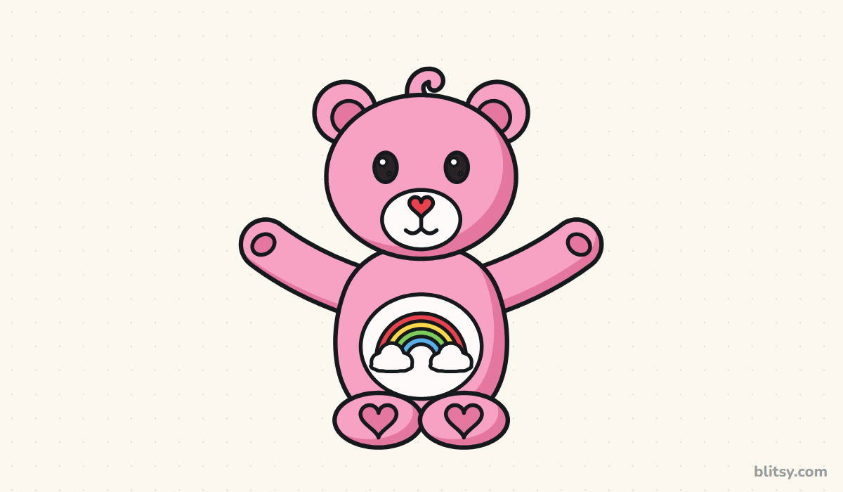 How to draw a care bear step by step - finished drawing