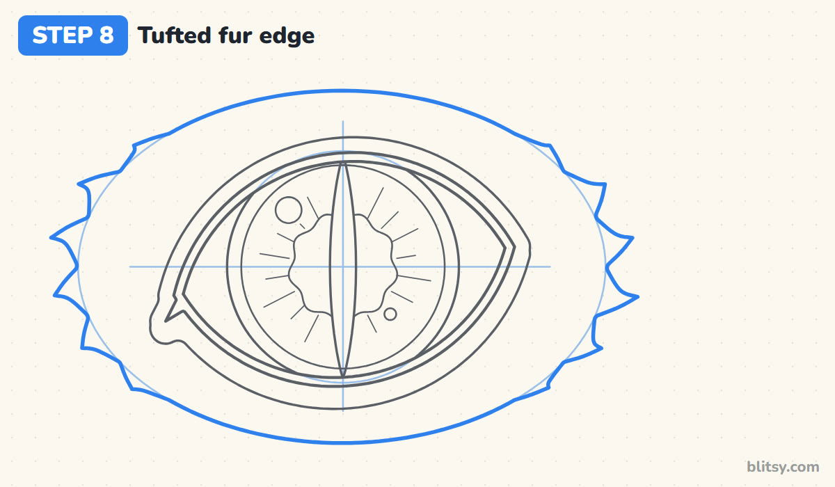 How to draw a cat eye step by step step 8 - shape the tufted fur edge