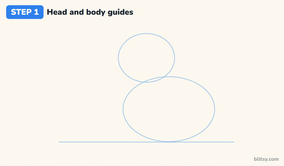 How to draw a cat step by step step 1 - sketch the head and body guides