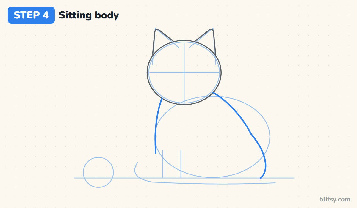 How to draw a cat step by step step 4 - shape the sitting body
