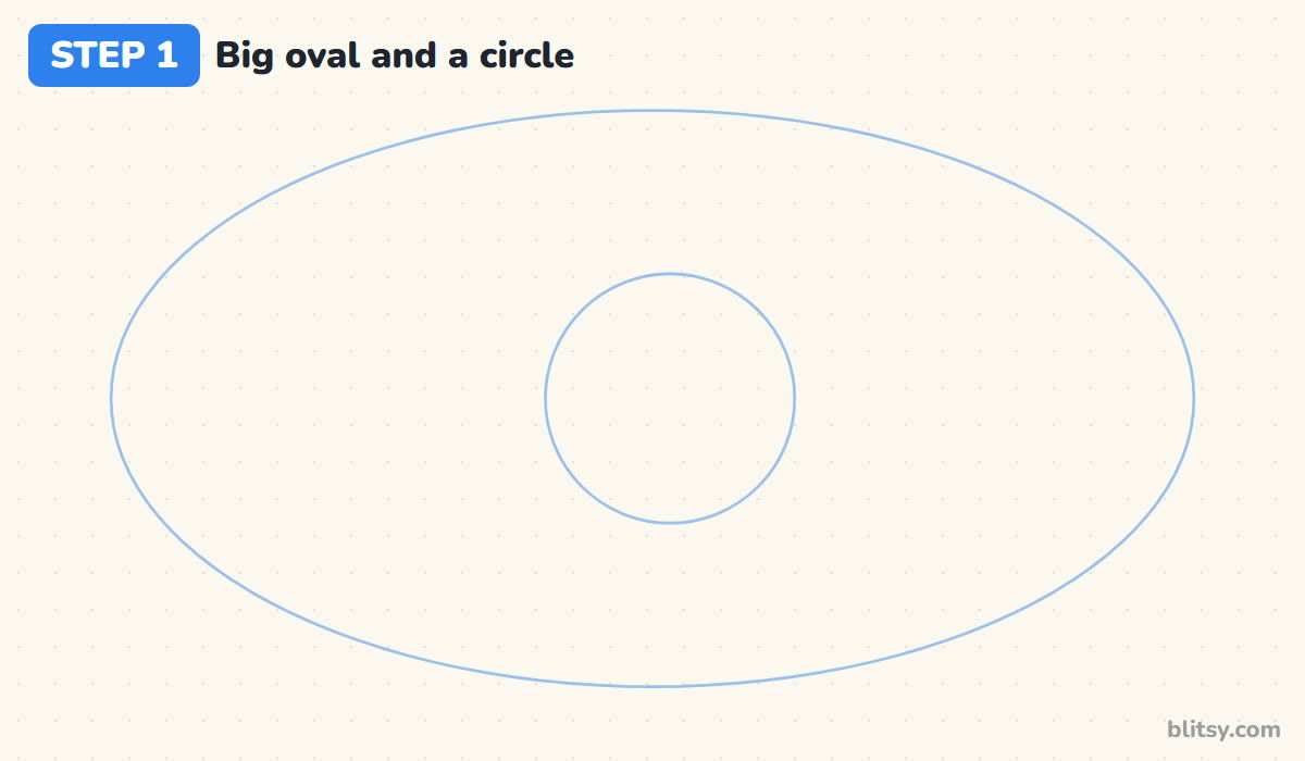 How to draw a cell step by step step 1 - sketch a big oval and a circle