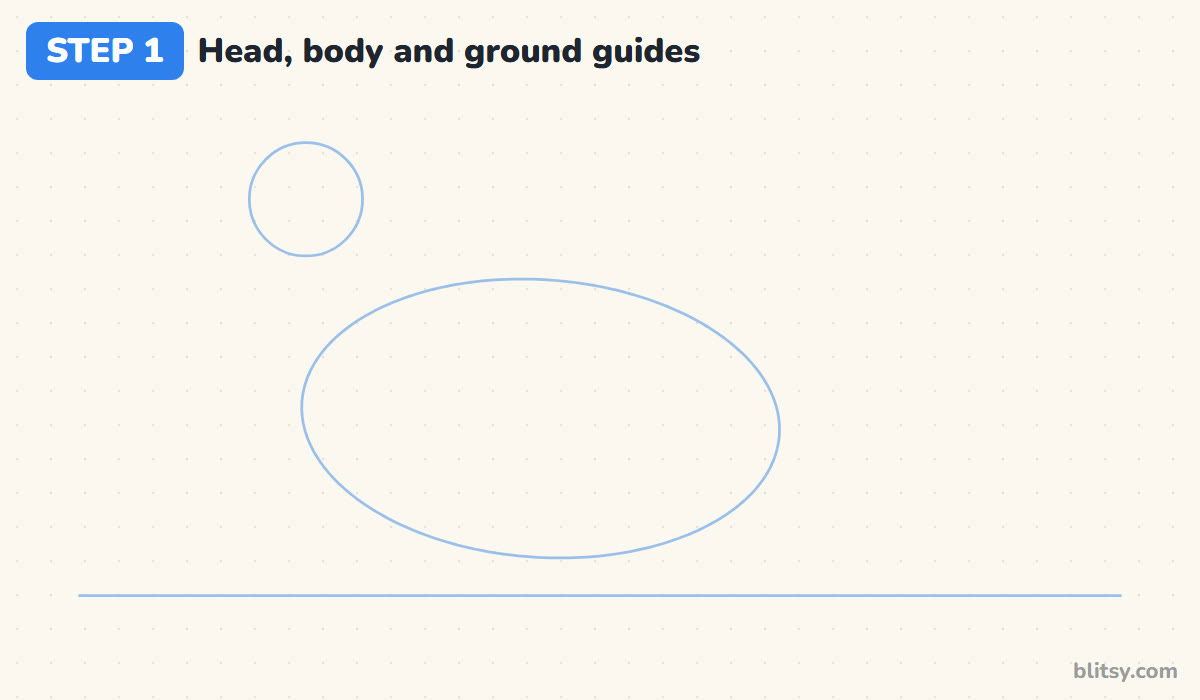 How to draw a chicken step by step step 1 - sketch the head, body and ground guides