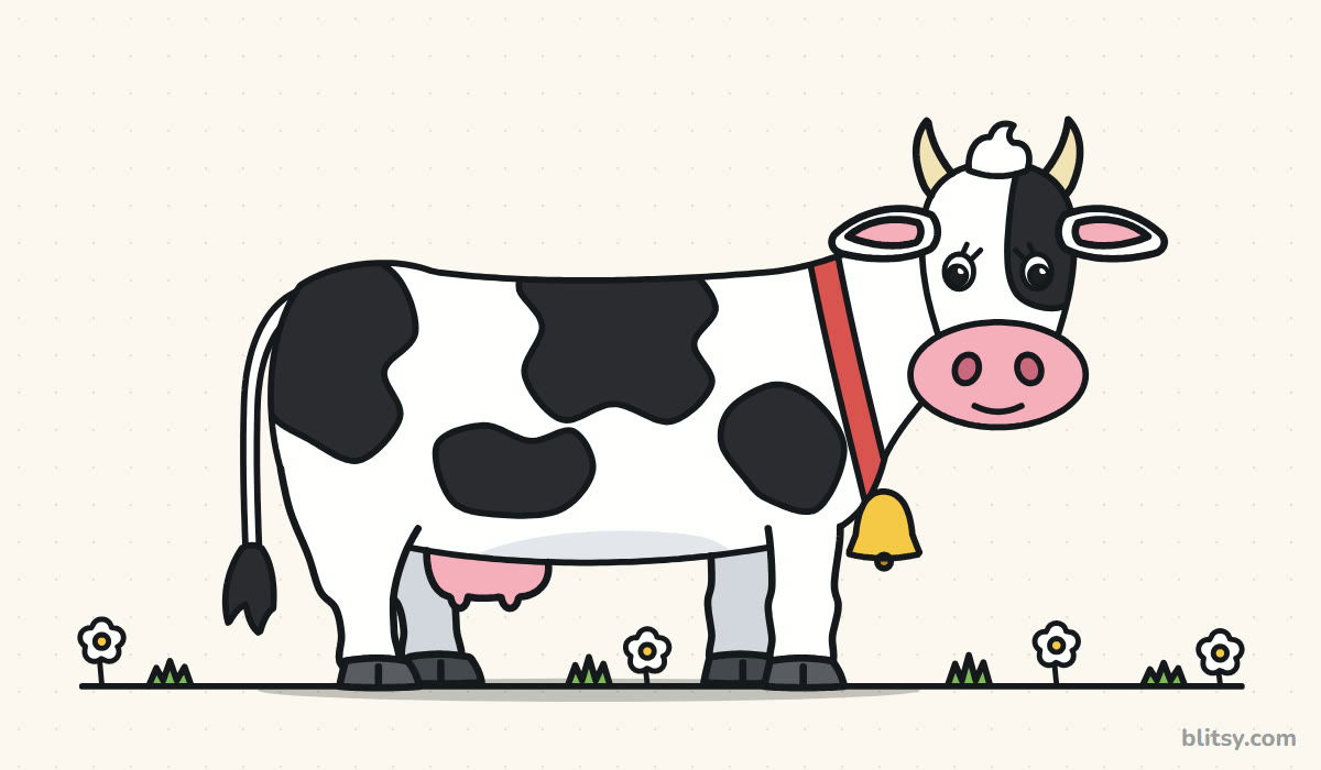 How to draw a cow step by step - finished drawing