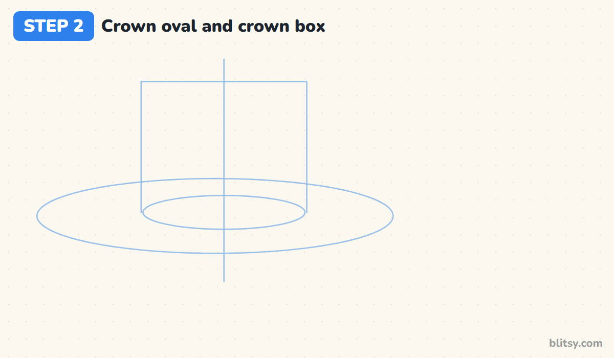 How to draw a cowboy hat step by step step 2 - add the crown oval and a crown box