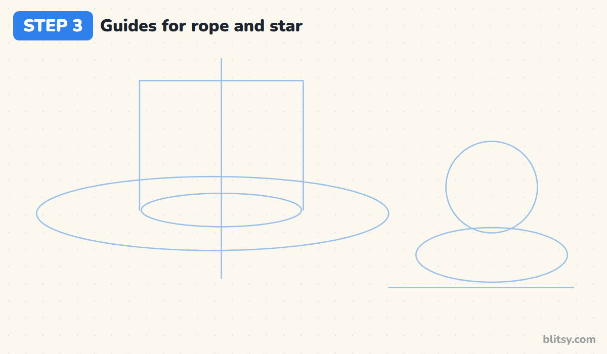 How to draw a cowboy hat step by step step 3 - place guides for the rope and the star