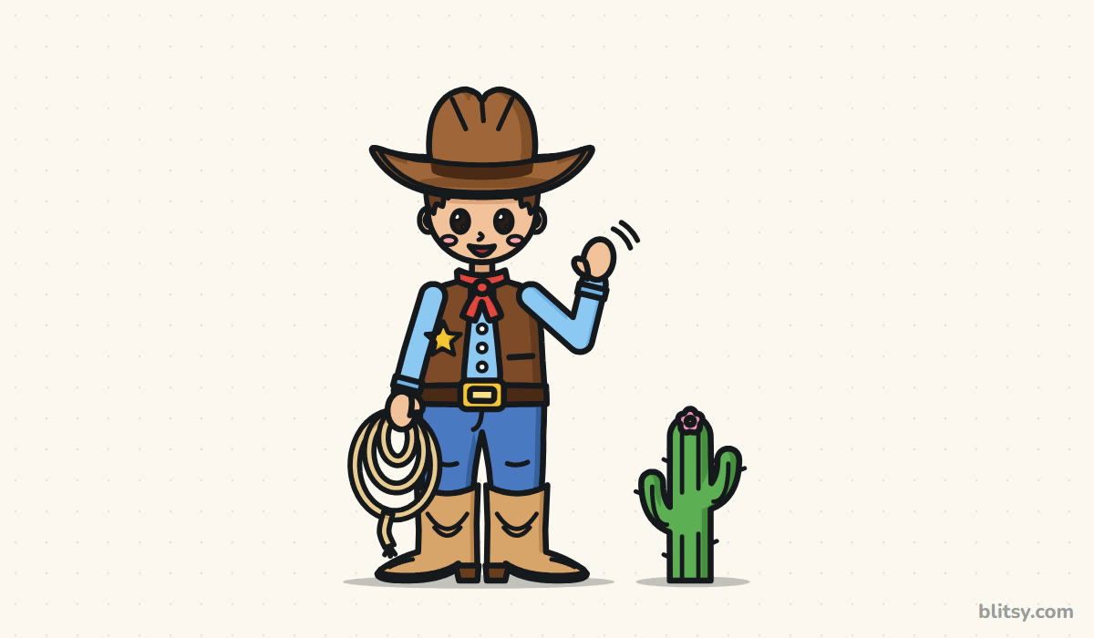 How to draw a cowboy step by step - finished drawing