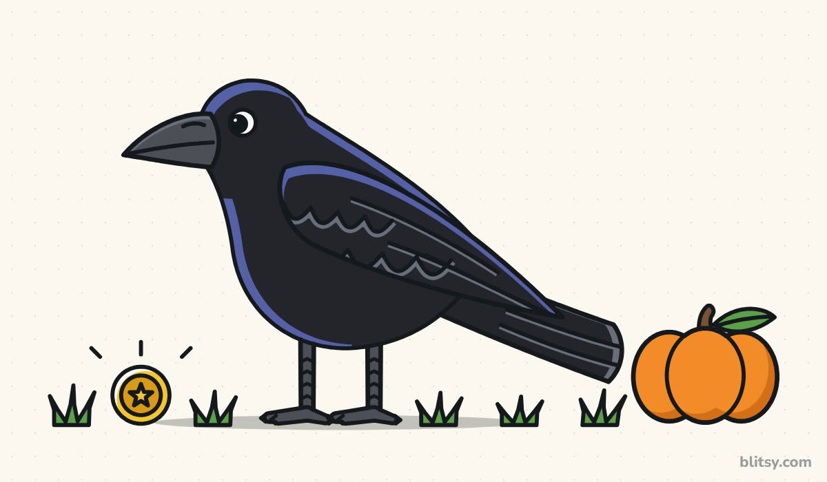How to draw a crow step by step - finished drawing