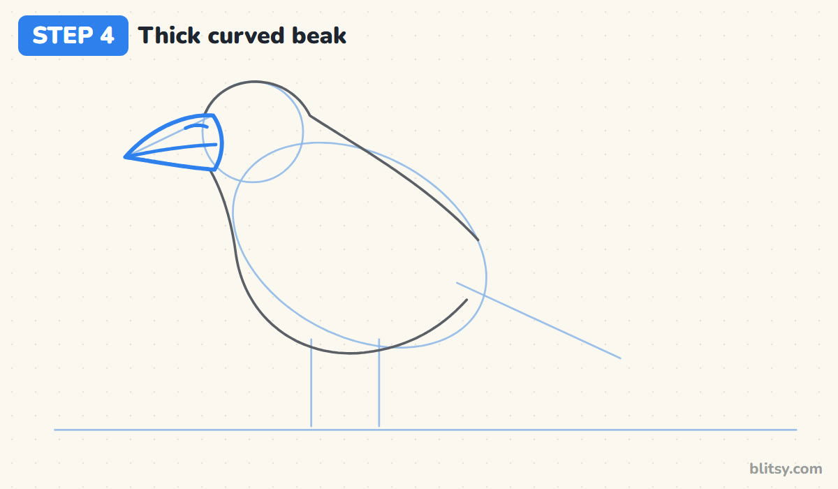 How to draw a crow step by step step 4 - draw the thick curved beak