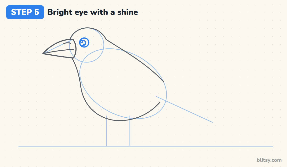 How to draw a crow step by step step 5 - add a bright eye with a shine