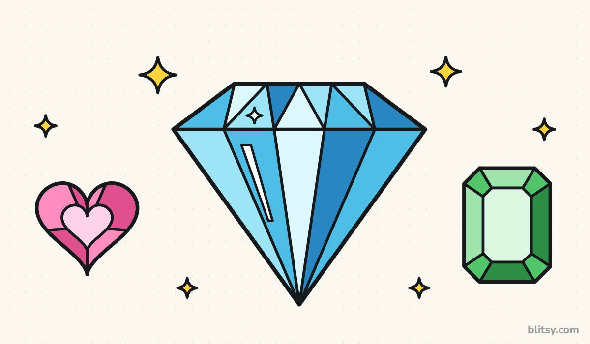 How to draw a diamond step by step - finished drawing