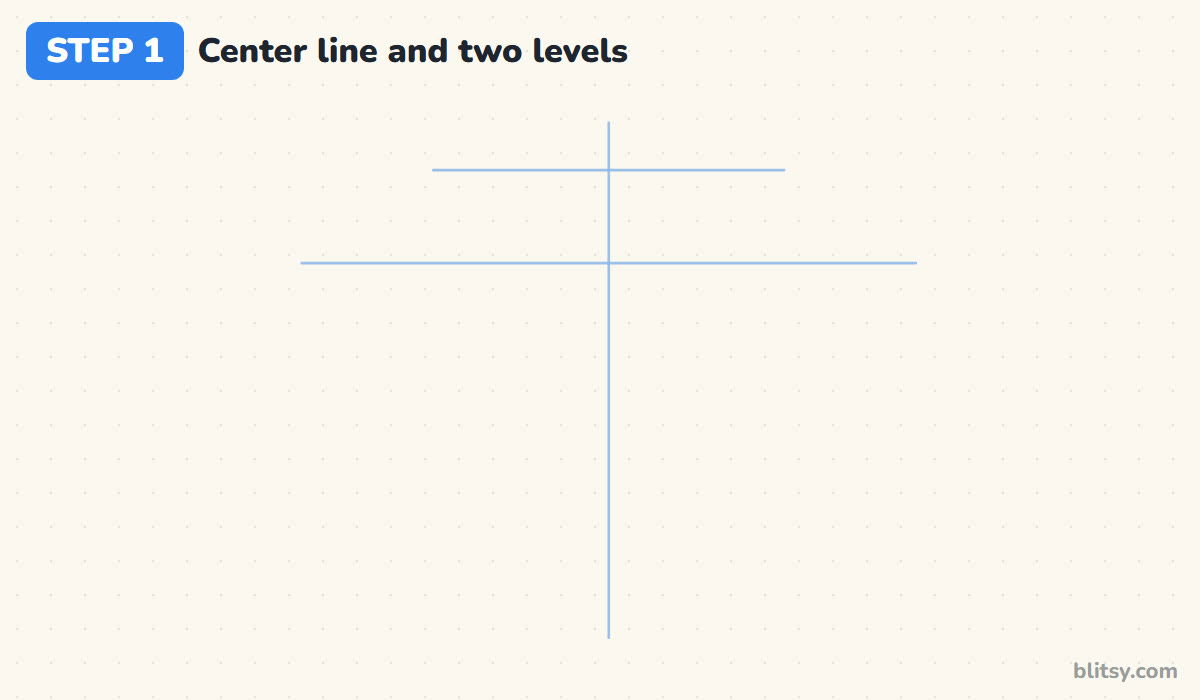 How to draw a diamond step by step step 1 - draw a center line and two level lines