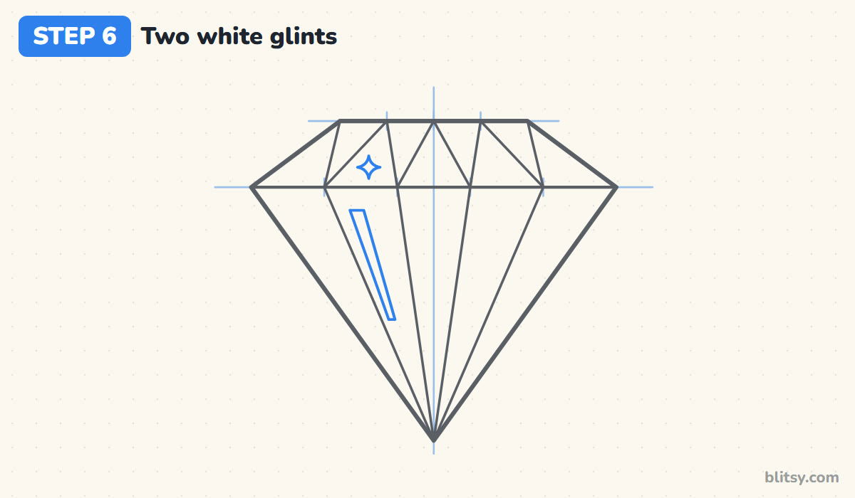 How to draw a diamond step by step step 6 - add two white glints