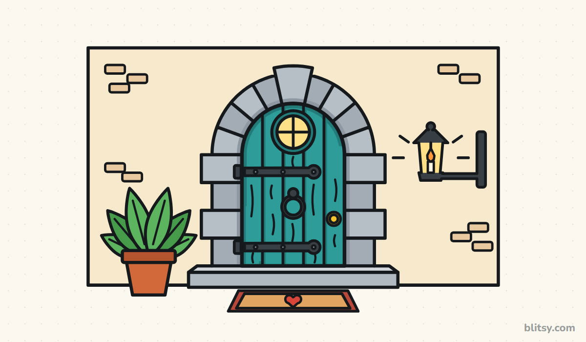 How to draw a door step by step - finished drawing
