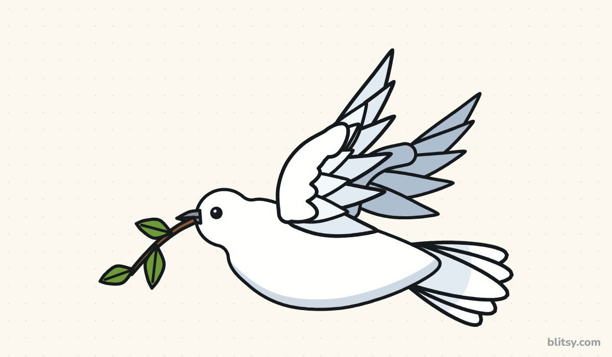 How to draw a dove step by step - finished colored dove drawing