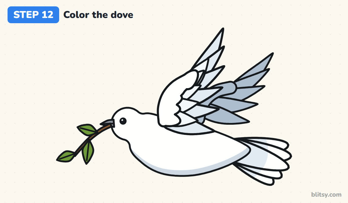 How to draw a dove step by step step 12 - color your dove