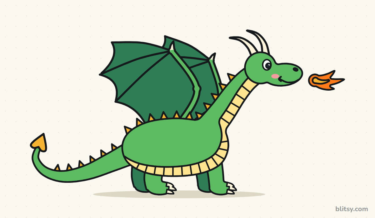 How to draw a dragon step by step - finished drawing