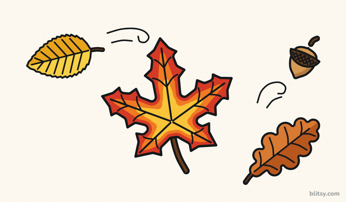 How to draw a fall leaf step by step - finished drawing