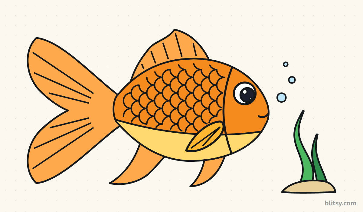 How to draw a fish step by step - finished drawing