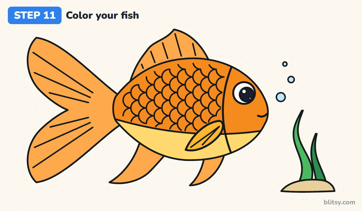 How to draw a fish step by step step 11 - color your fish