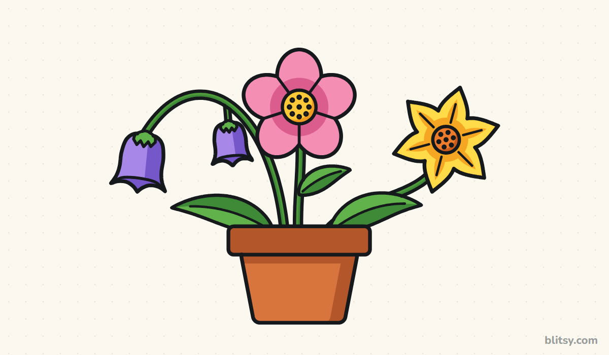 How to draw a flower step by step - finished drawing
