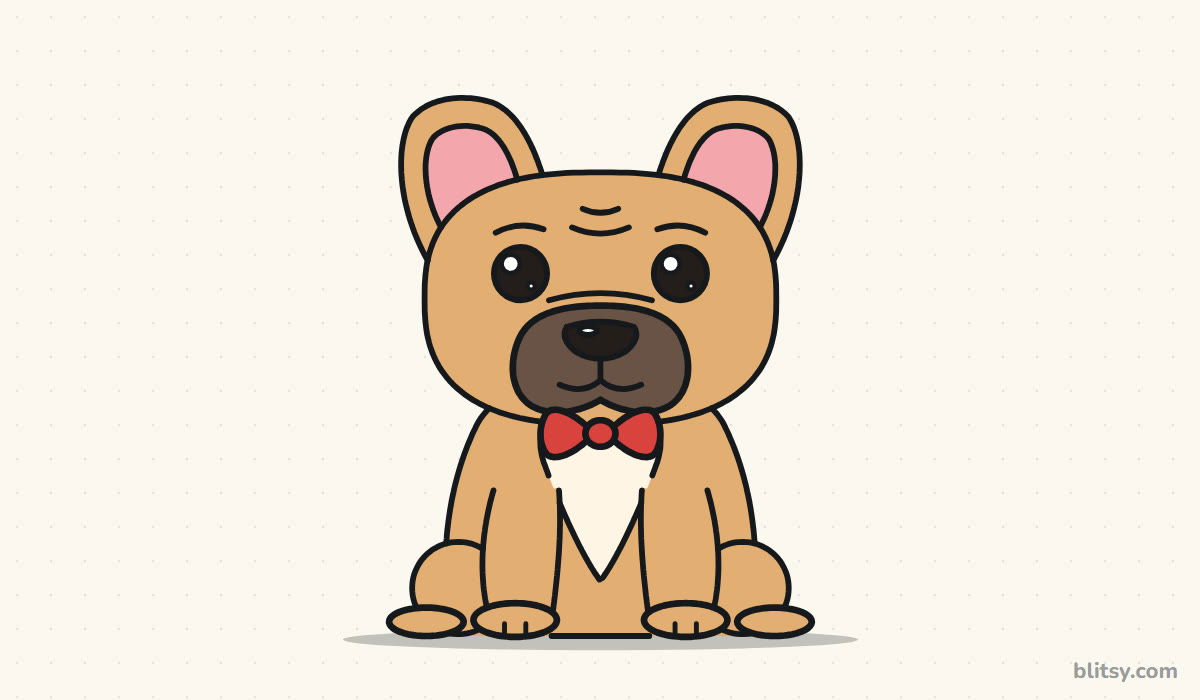 How to draw a french bulldog step by step - finished colored french bulldog drawing