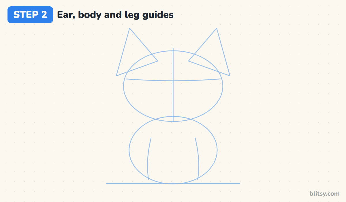 How to draw a french bulldog step by step step 2 - add guides for the ears, body and legs