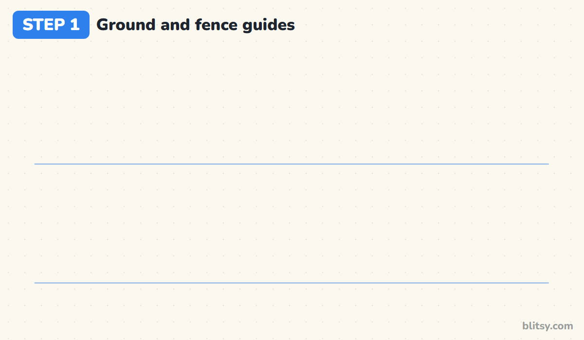 How to draw a garden step by step step 1 - draw the ground line and the fence line