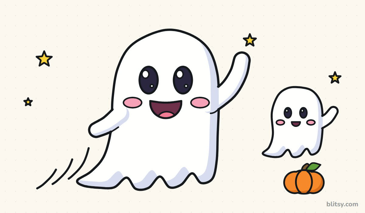How to draw a ghost step by step - finished drawing