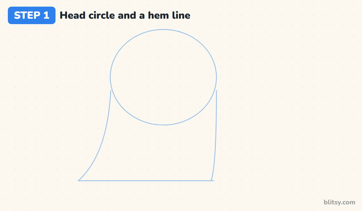 How to draw a ghost step by step step 1 - sketch a head circle and a hem line