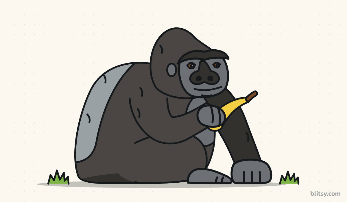 How to draw a gorilla step by step - finished colored gorilla drawing