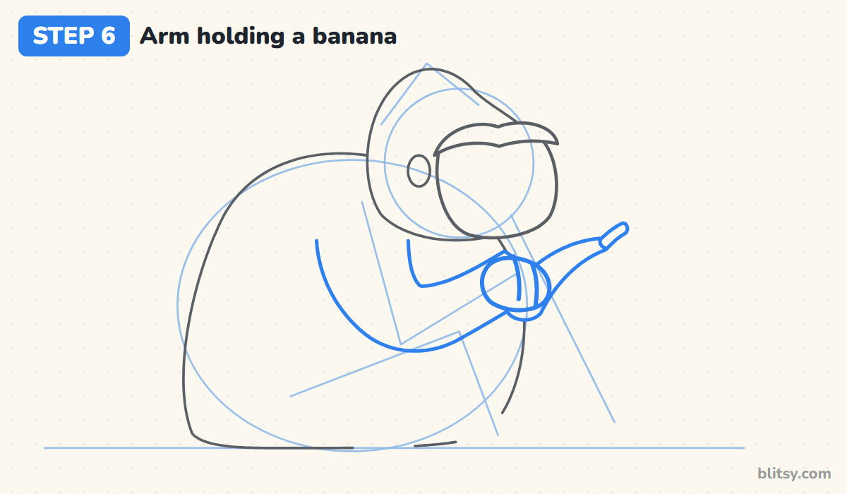 How to draw a gorilla step by step step 6 - draw the arm holding the banana