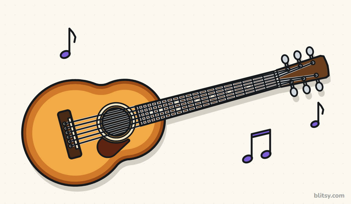 How to draw a guitar step by step - finished drawing