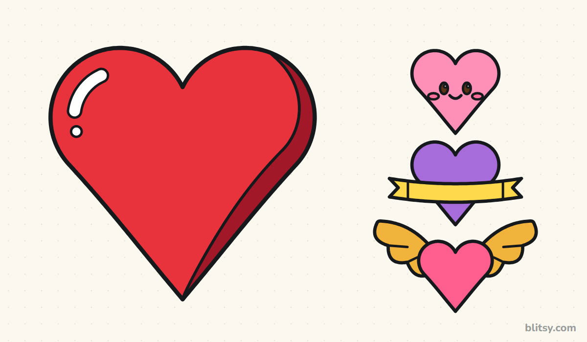 How to draw a heart step by step - finished drawing