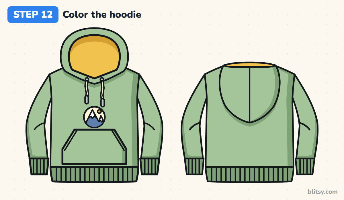 How to draw a hoodie step by step step 12 - color the hoodie