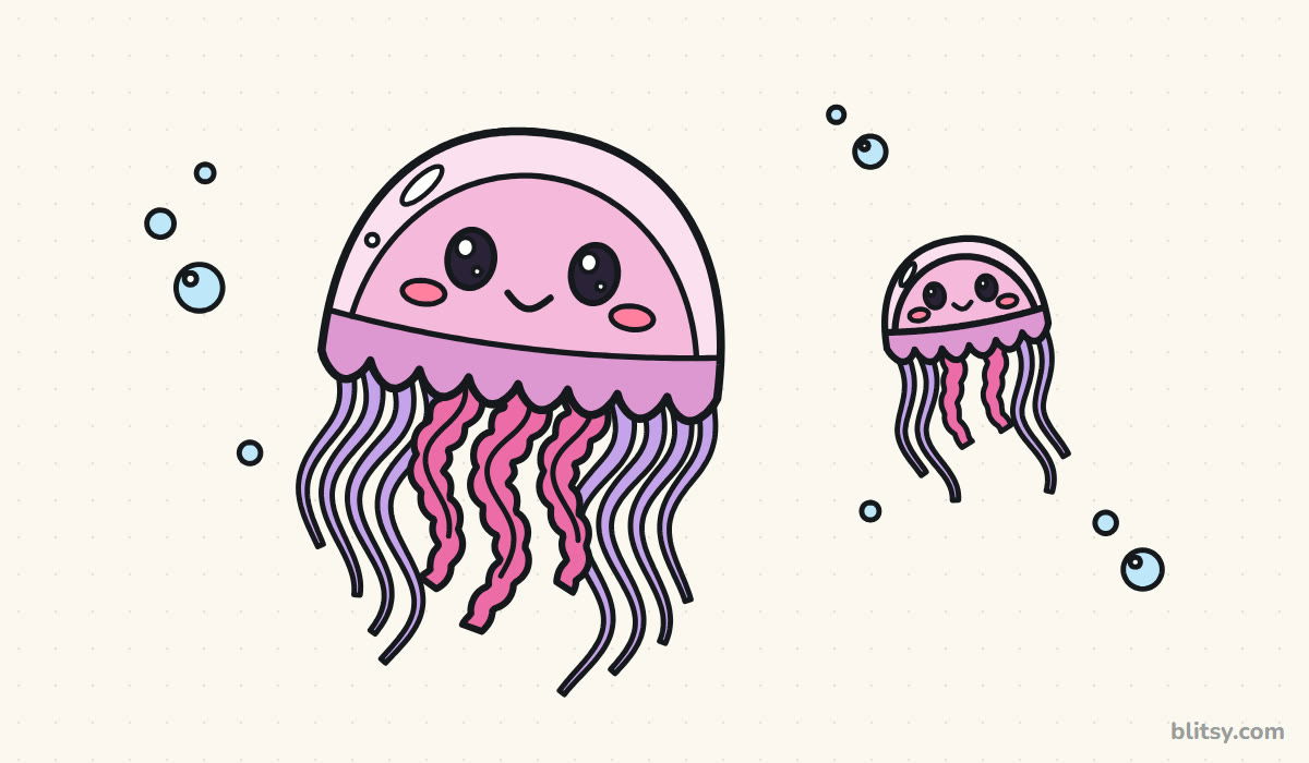 How to draw a jellyfish step by step - finished drawing