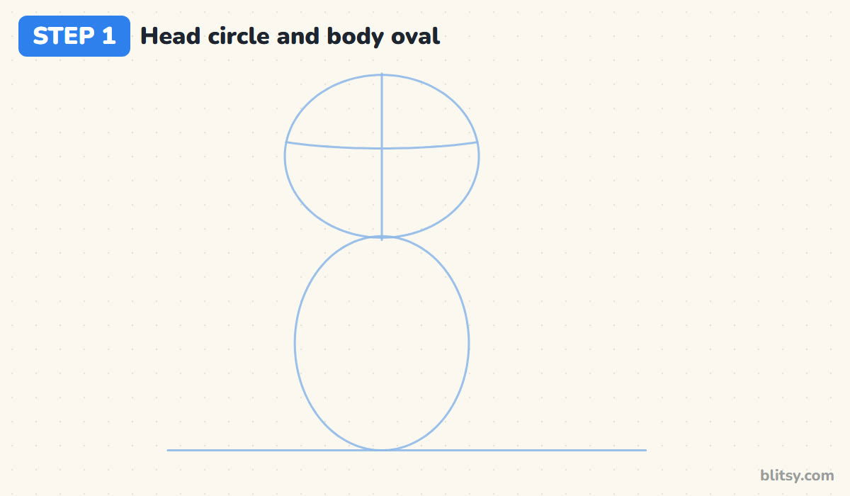How to draw a leopard step by step step 1 - sketch a head circle and a tall body oval
