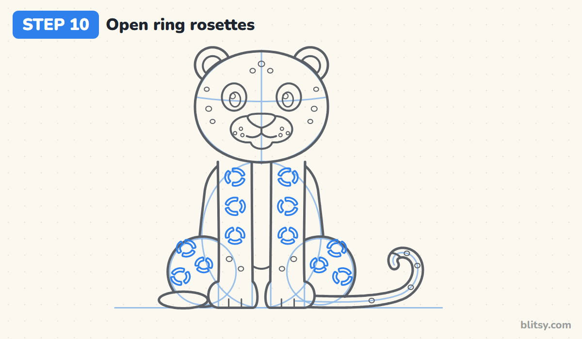 How to draw a leopard step by step step 10 - draw open ring rosettes