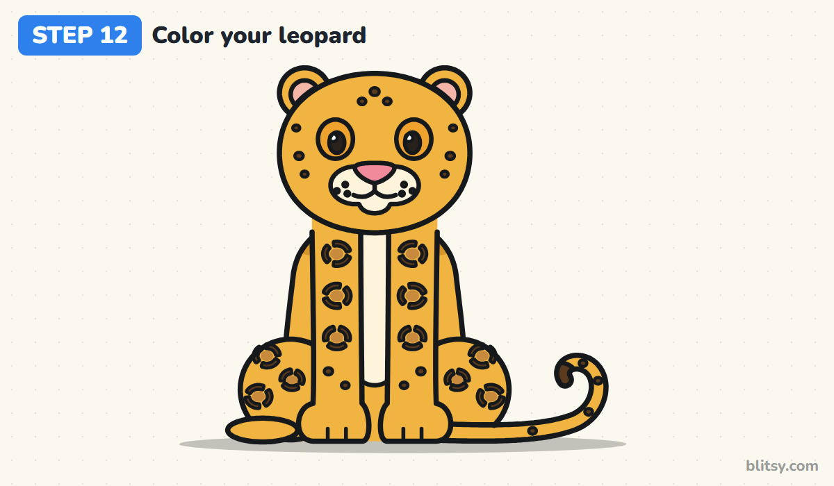 How to draw a leopard step by step step 12 - color your leopard