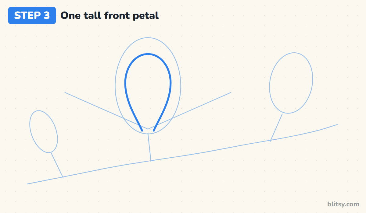 How to draw a magnolia flower step by step step 3 - draw one tall front petal