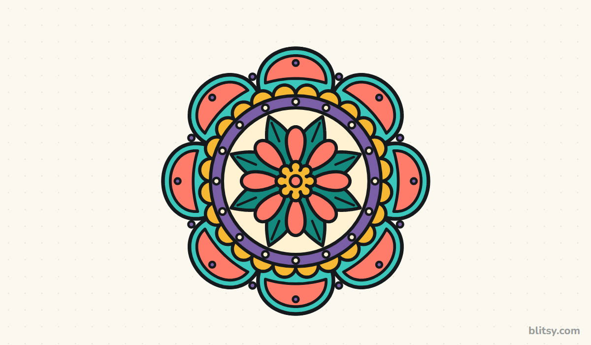 How to draw a mandala step by step - finished drawing
