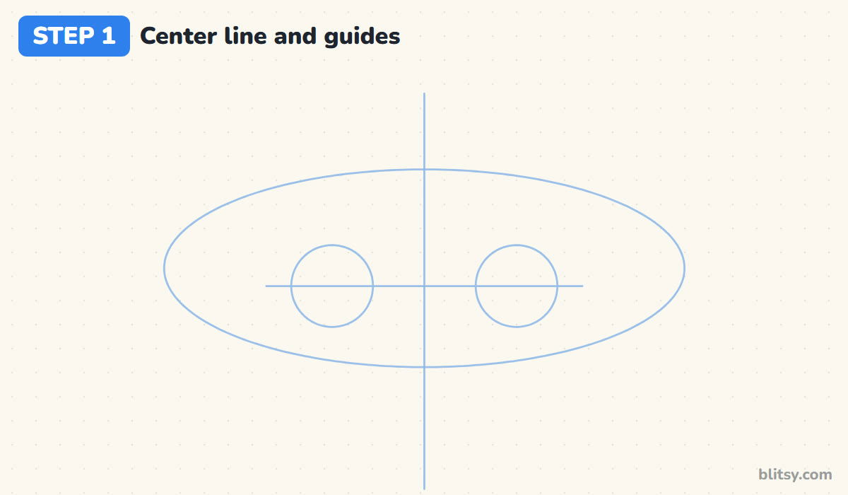 How to draw a mask step by step step 1 - draw a center line and three guides