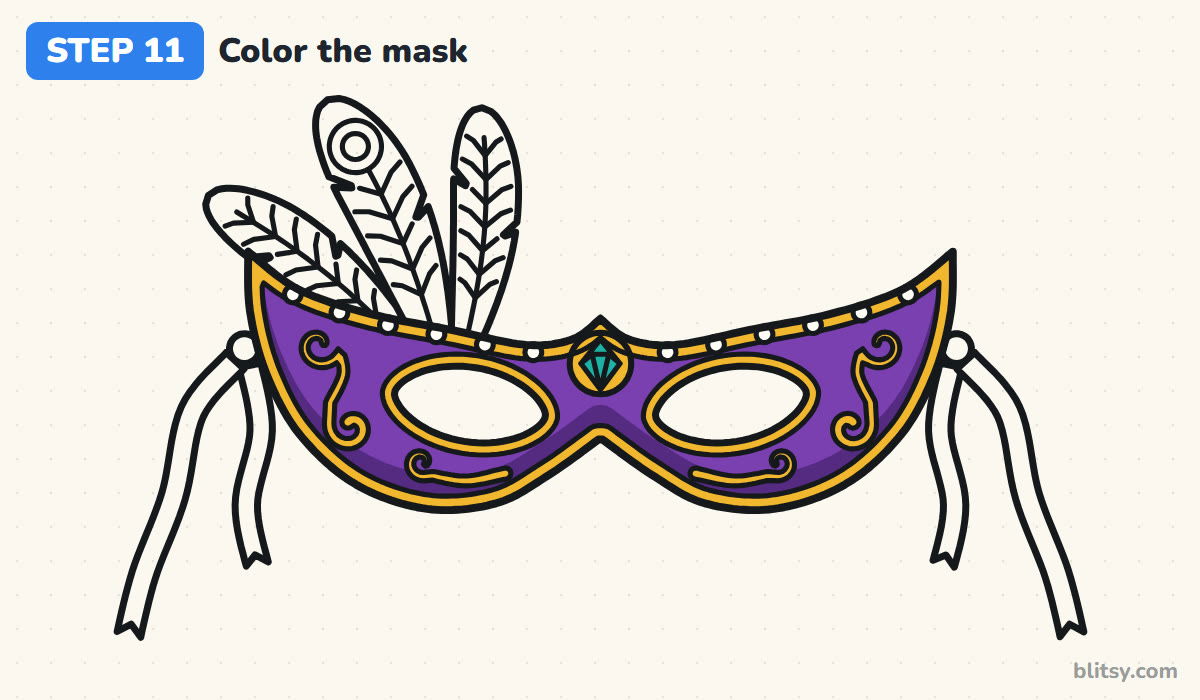 How to draw a mask step by step step 11 - color the mask