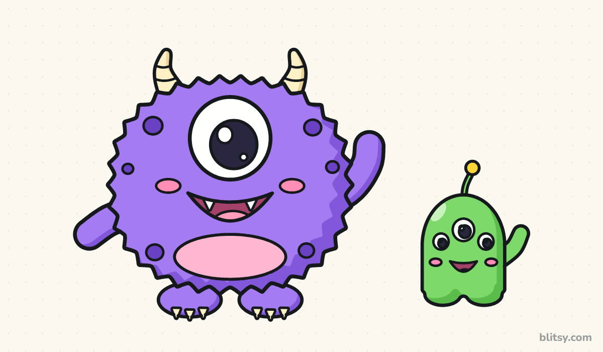How to draw a monster step by step - finished drawing