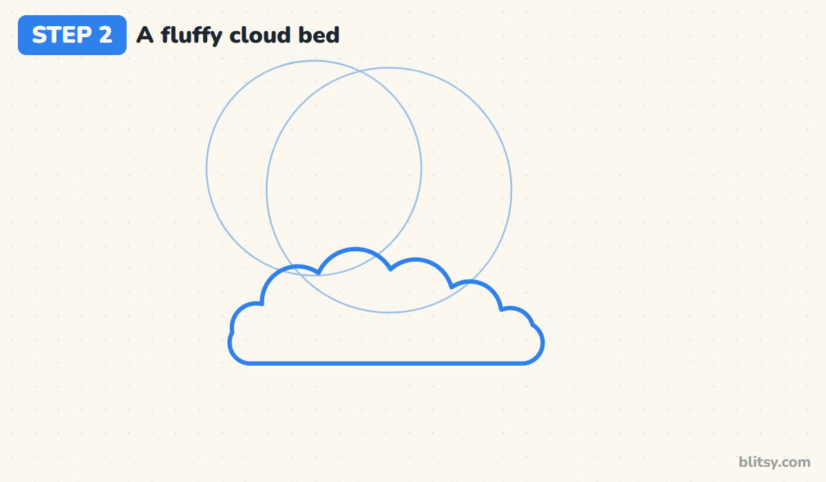 How to draw a moon step by step step 2 - sketch a fluffy cloud bed