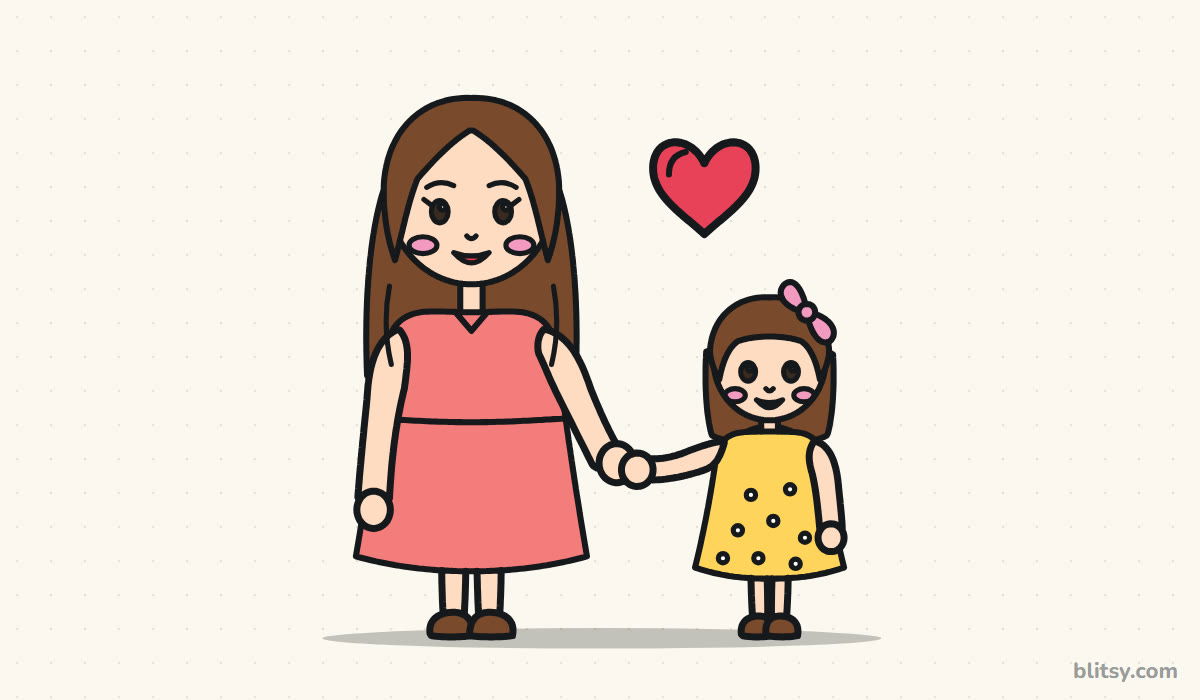 How to draw a mother and daughter step by step - finished drawing